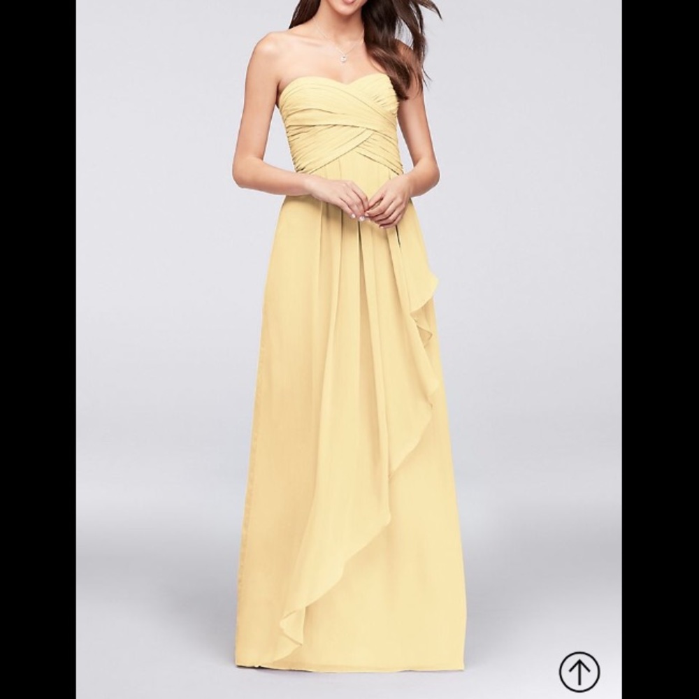 David’s Bridal strapless crinkle chiffon dress